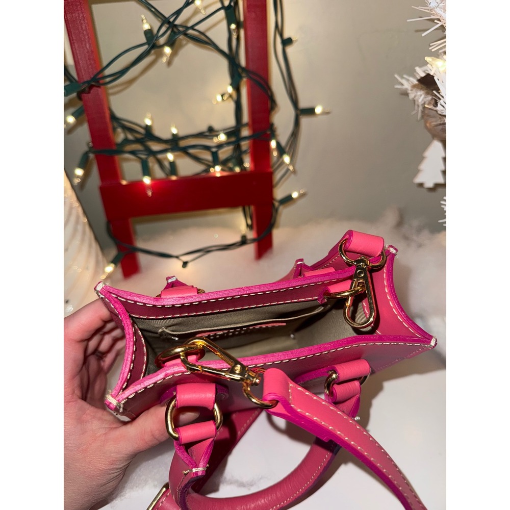 Anna Paola Pink Mini Top Handle Crossbody Bag Gold Hardware Adjustable Strap - Picture 8 of 12